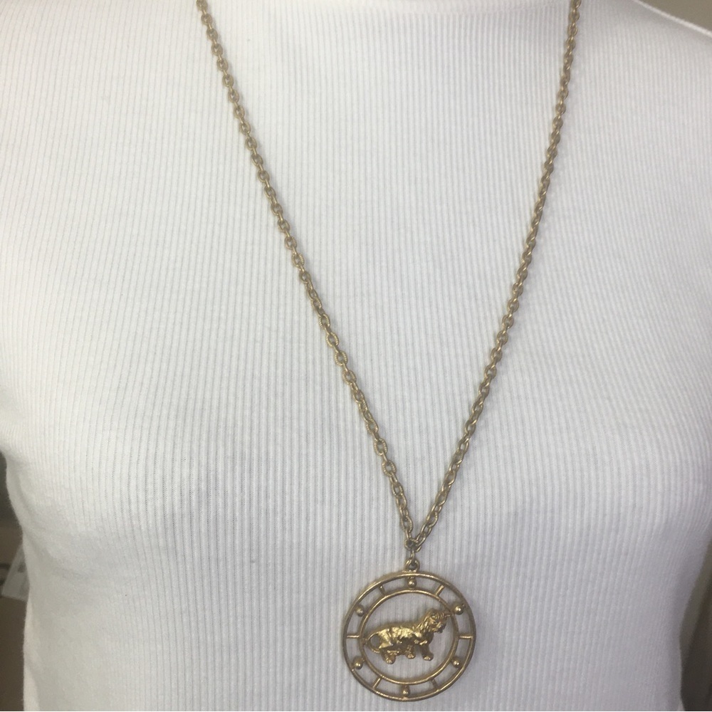 Vintage CELEBRITY NY Leo Zodiac Gold Tone Open Work Pendant signed Piece